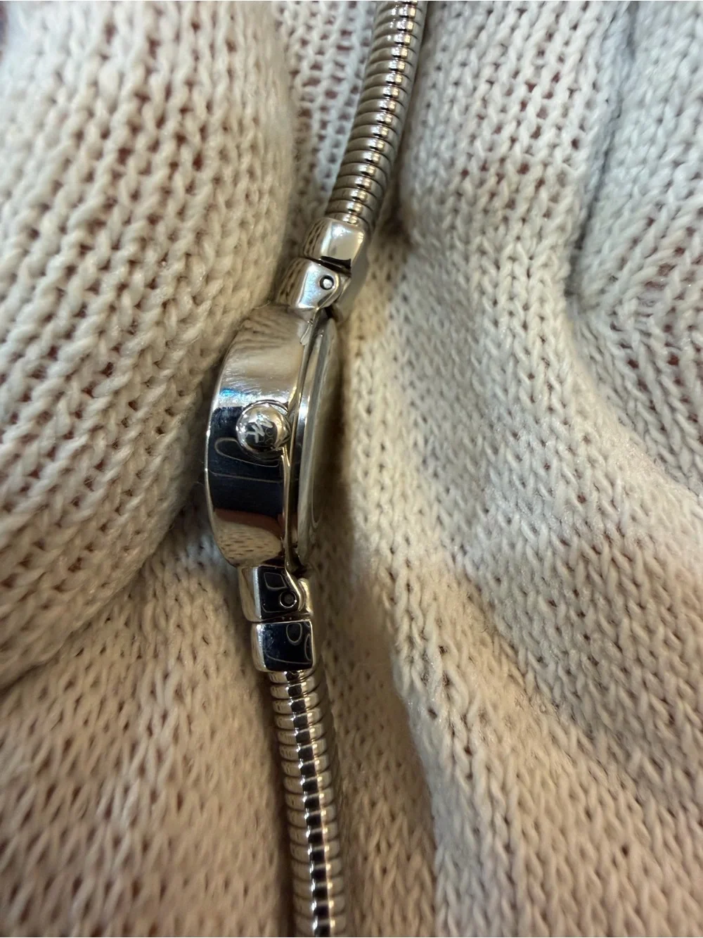 Michael Kors MK7529 Mini Gramercy Women's Silver Watch Tubogas Cuff Fits 6.5